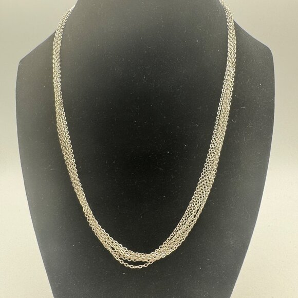 Silver-Tone Multi-Strand Chain Necklace With Adjustable Clasp - Picture 2 of 4